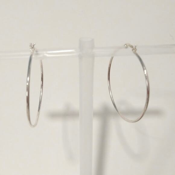 IBB TH 925 Sterling Silver Round Hoop Huggie Earrings Large Classic Signed Lot - Picture 7 of 7